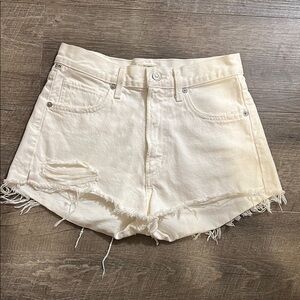 Citizens of Humanity Women's Cream Distressed Denim Shorts